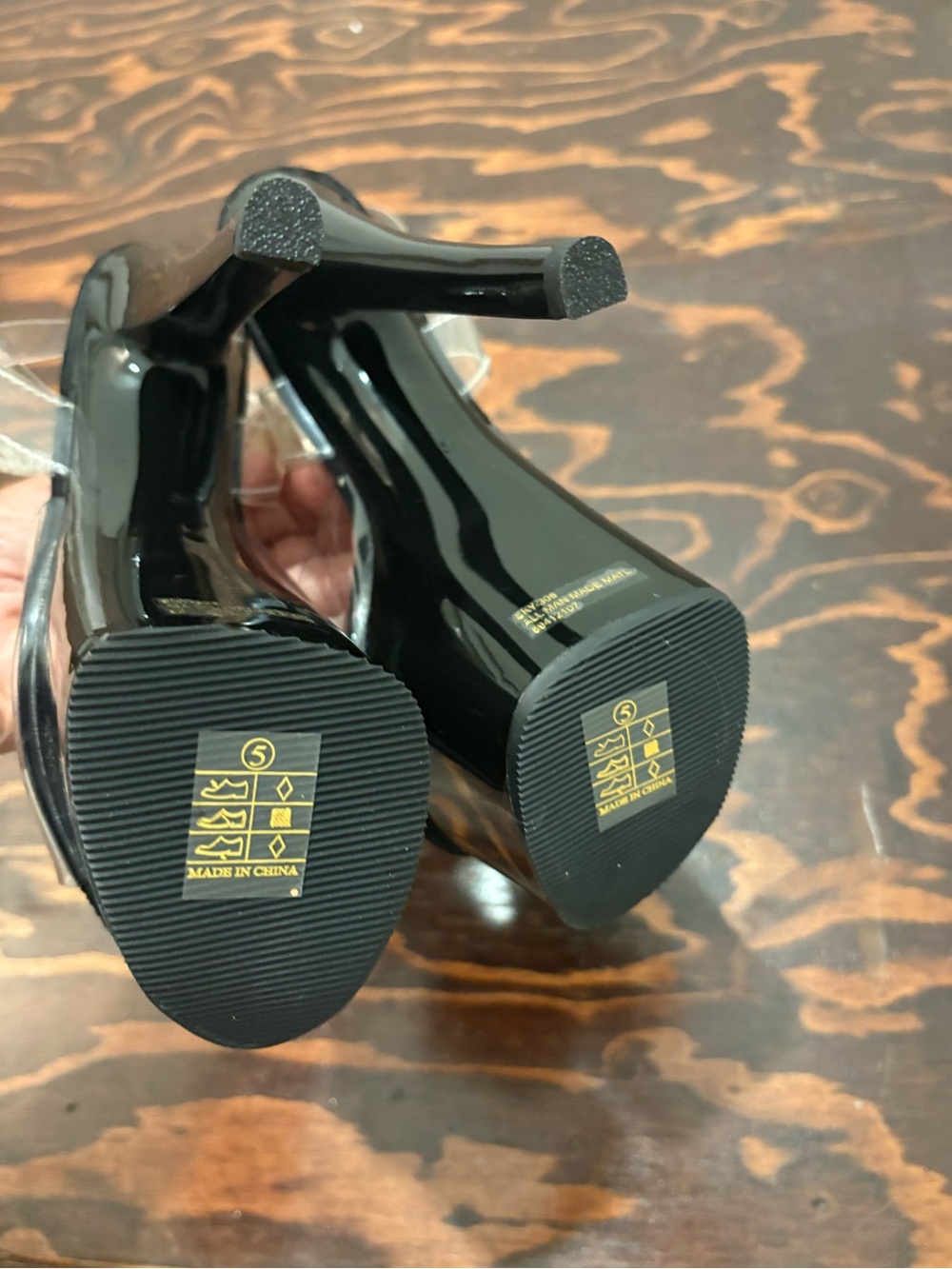 Pleaser Clear Strap 7” Platform Sandals - Black - Picture 5 of 5
